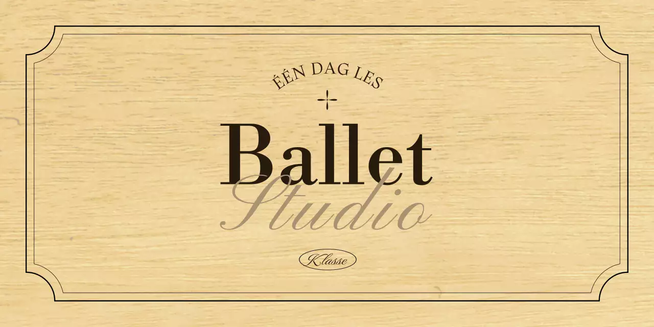 Een klassiek balletschoolbord met zwarte en bruine tekst en illustraties.