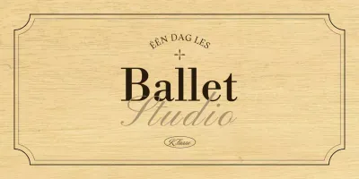 Een klassiek balletschoolbord met zwarte en bruine tekst en illustraties.