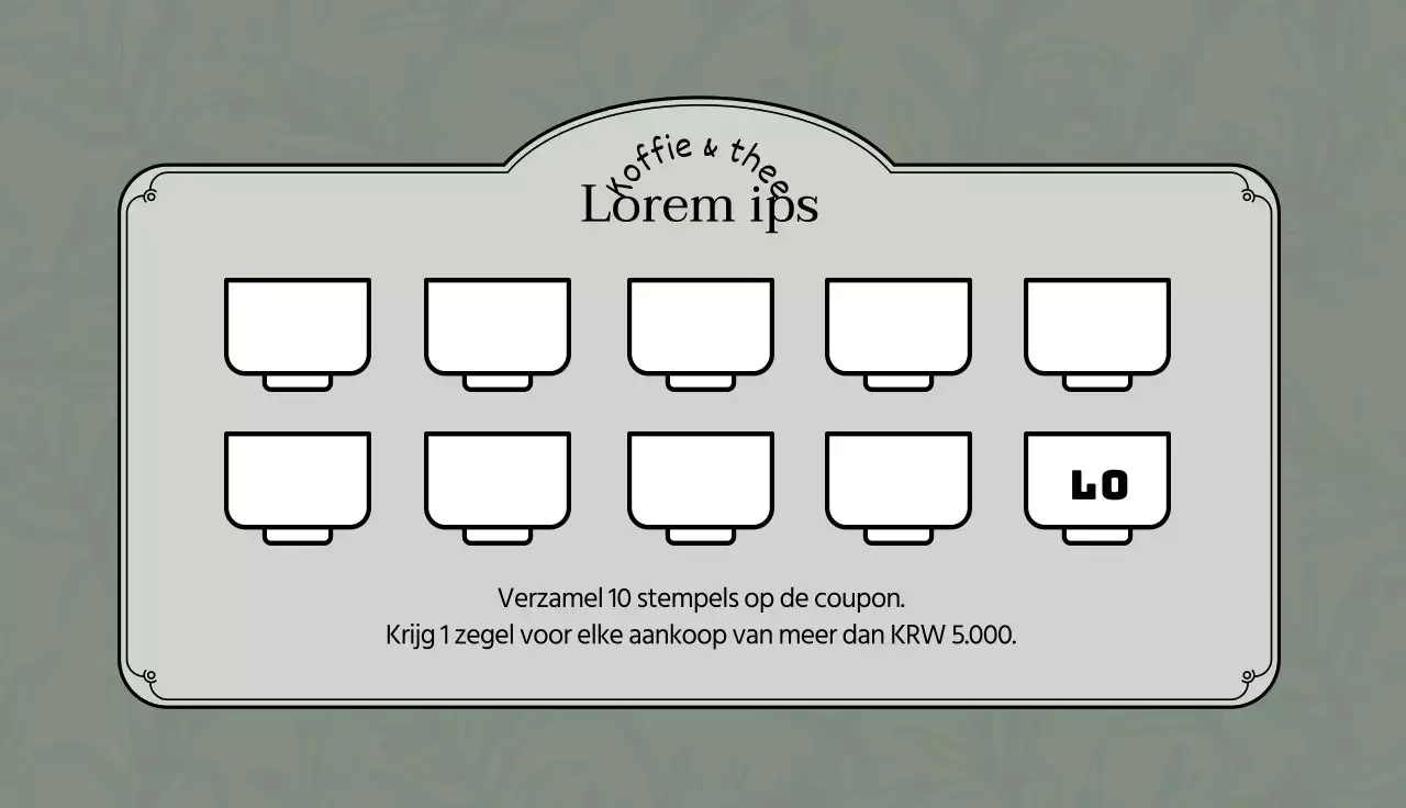 Green Grey Geïllustreerde Logo Cafe Thee Coupon