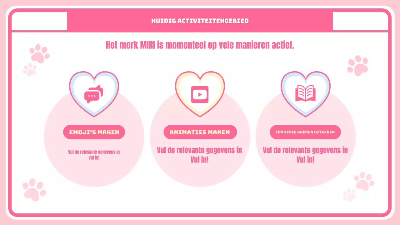 Schattige karakter en merchandise introductiepagina met roze geruite achtergrond