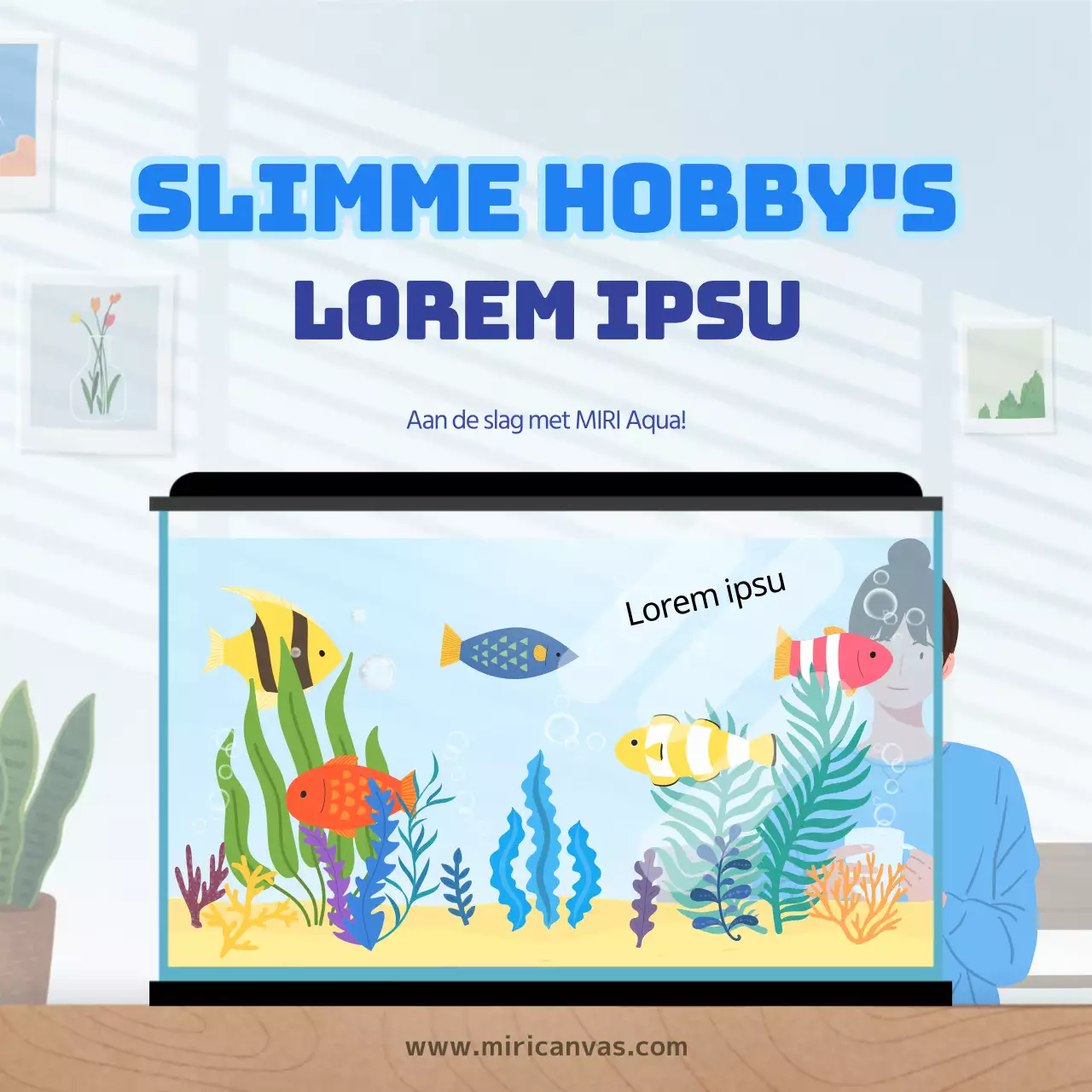 Aquarium achtergrond met veel blauwe golvende vissen, waterleven woordenlijst CardNews