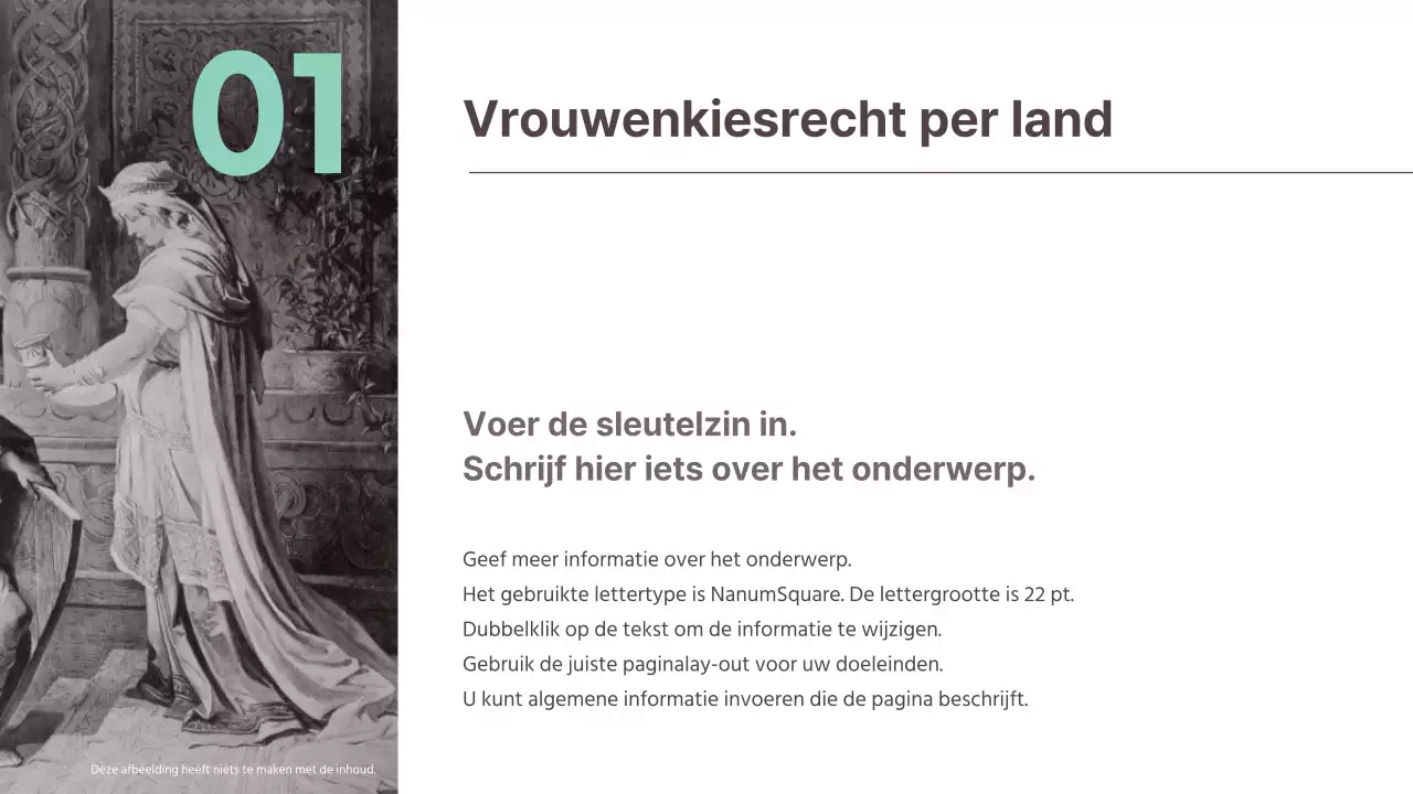  Een ingetogen concept presenteren voor een wereldwijde opdracht voor vrouwenkiesrecht