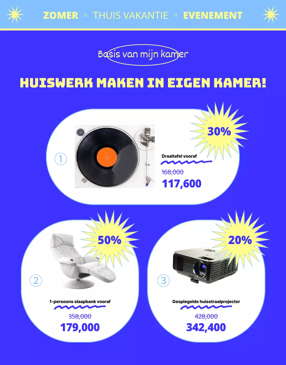 Speciale Homecoming-tentoonstelling met coole blauwe illustraties