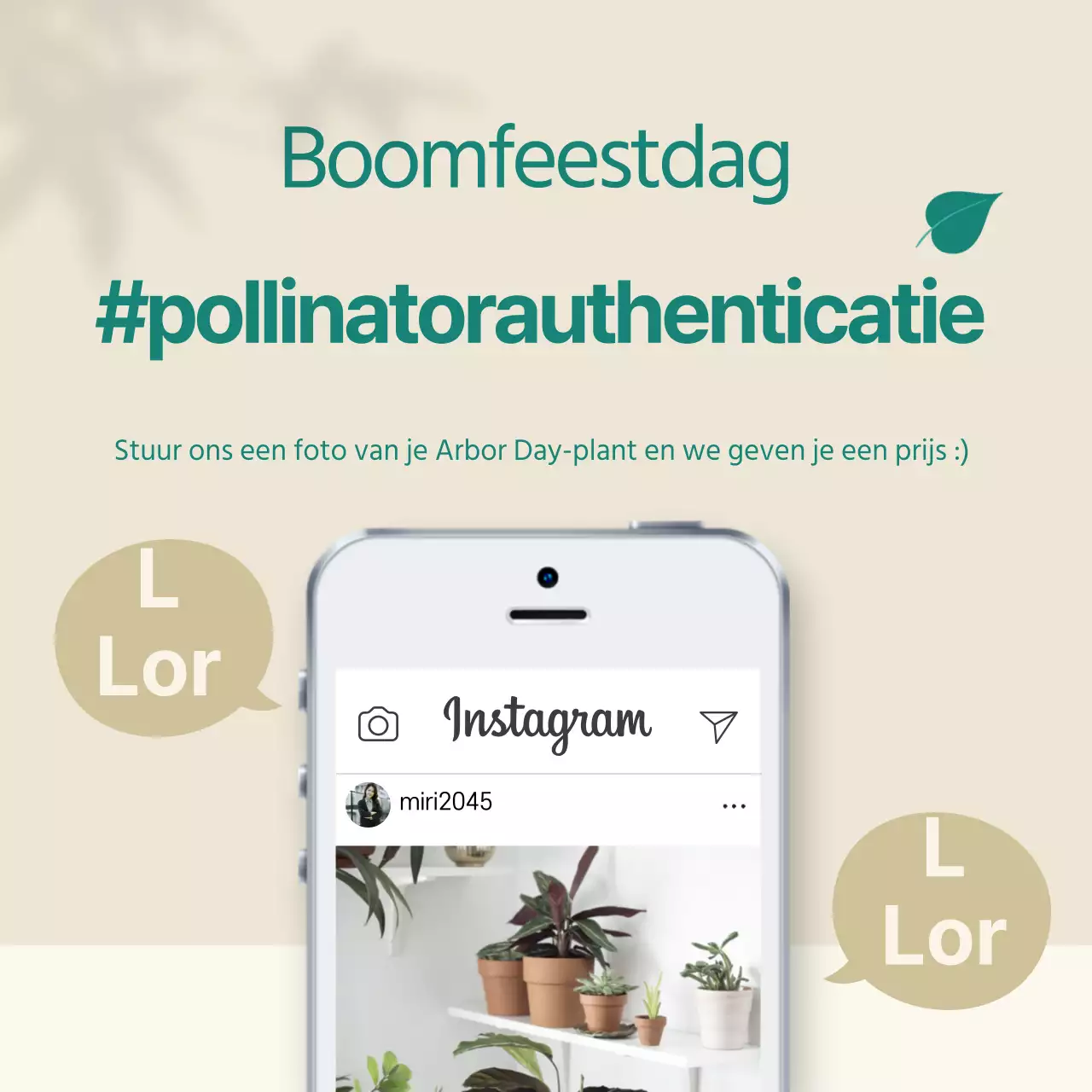 Arbor Day-gerelateerde schone banner op een beige achtergrond mobiel fotolijstje