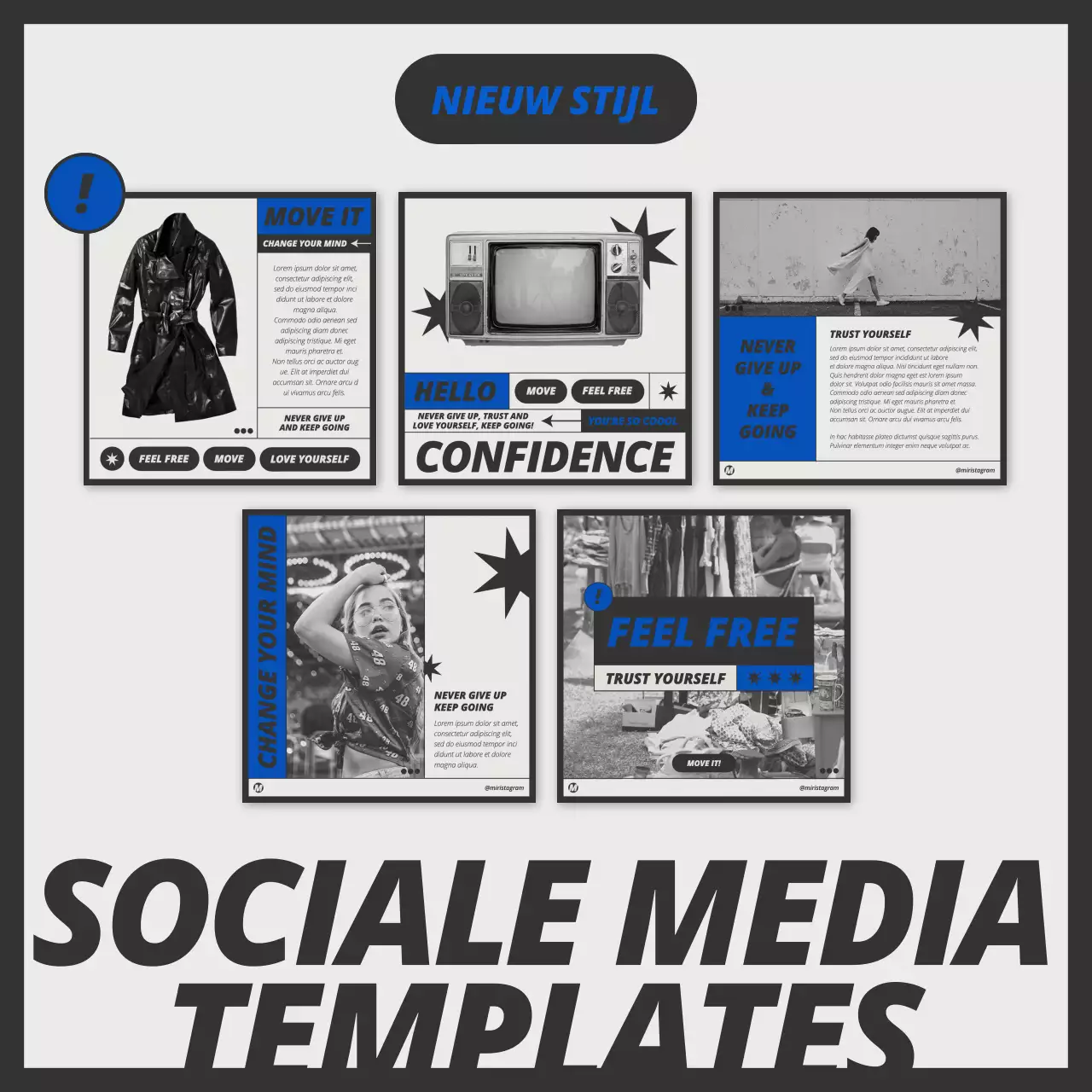 Een hip concept layout bundelpakket in blauw en zwart