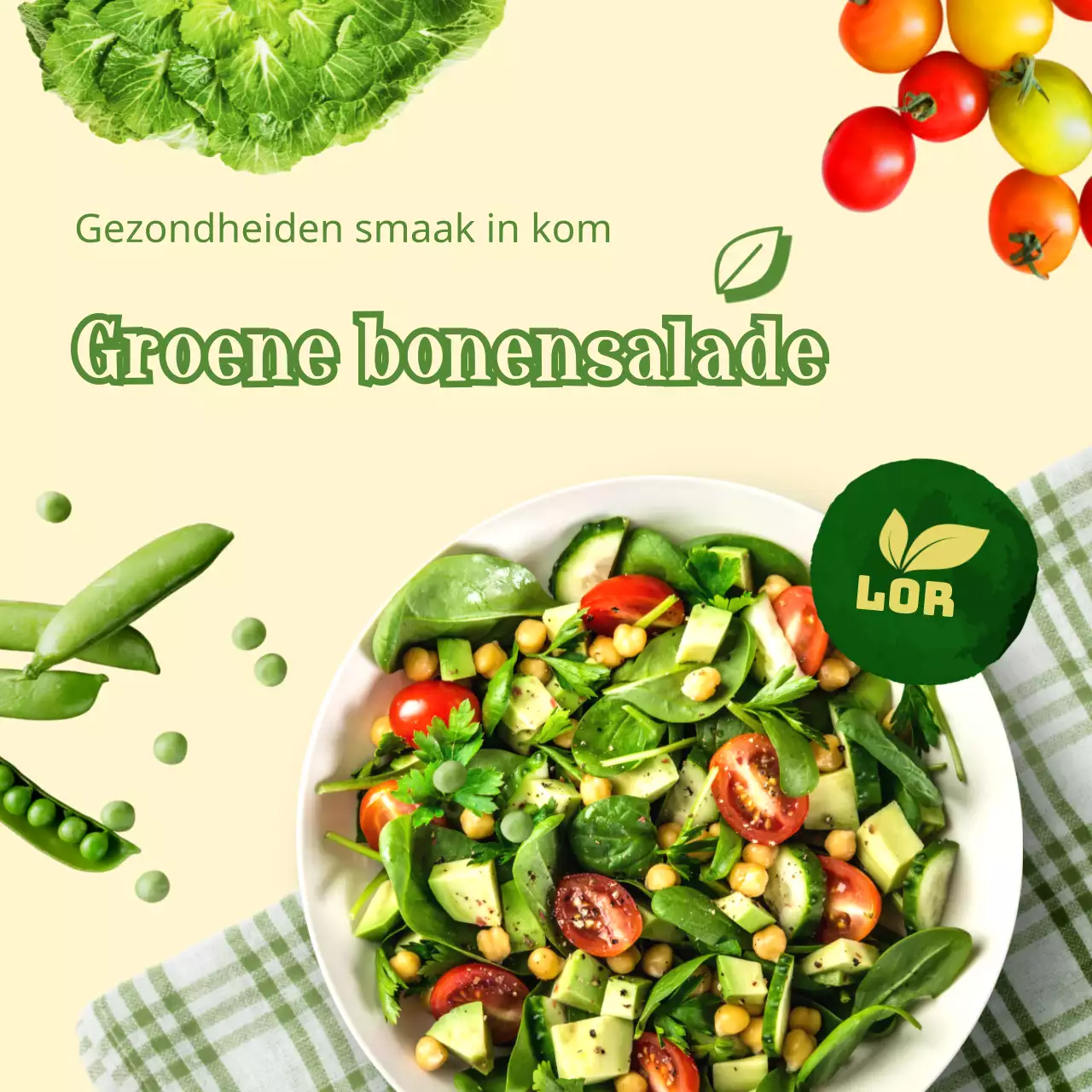 Groene, gezonde en frisse salades Veganistisch thema