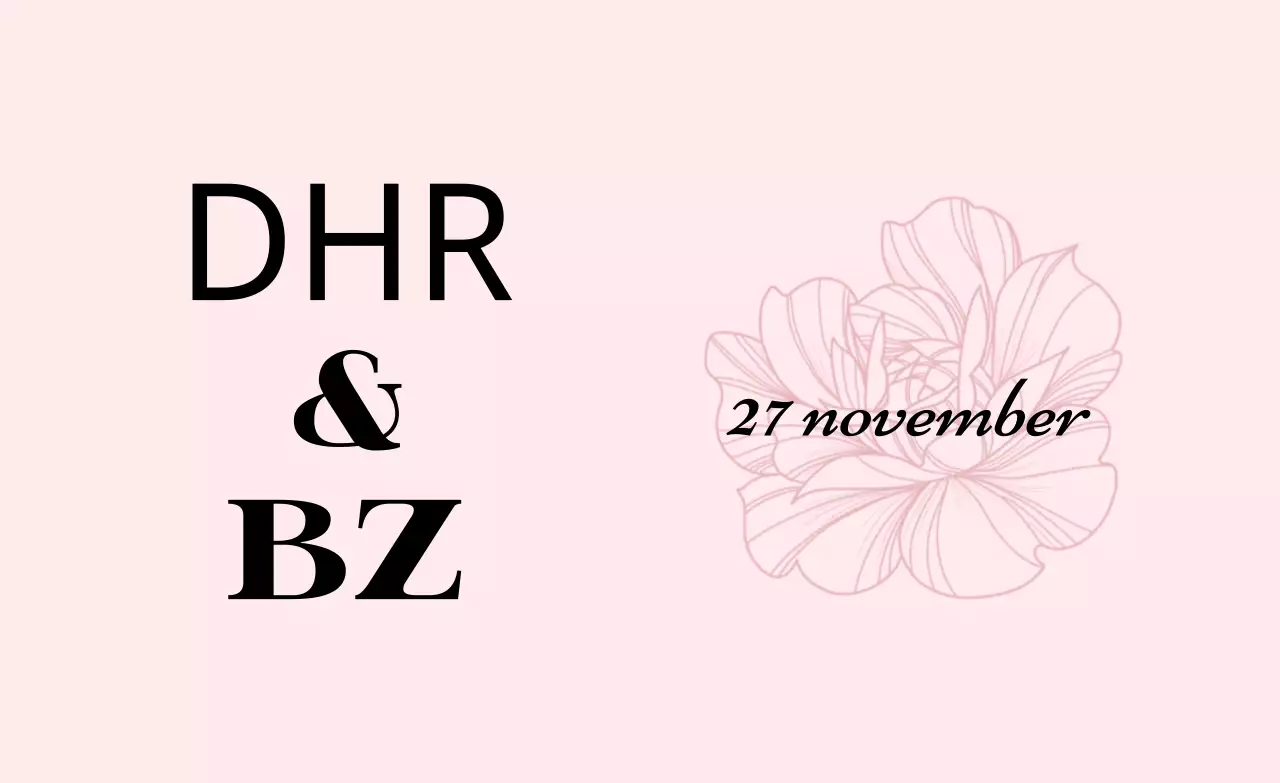 Promoot een eenvoudige huwelijksuitnodiging met lichtroze en zwarte tekst en bloemenillustraties