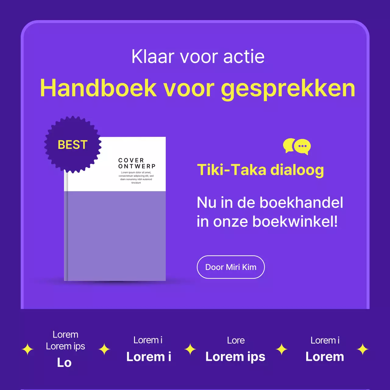 Nette paarse boekpromotiekaartNieuws