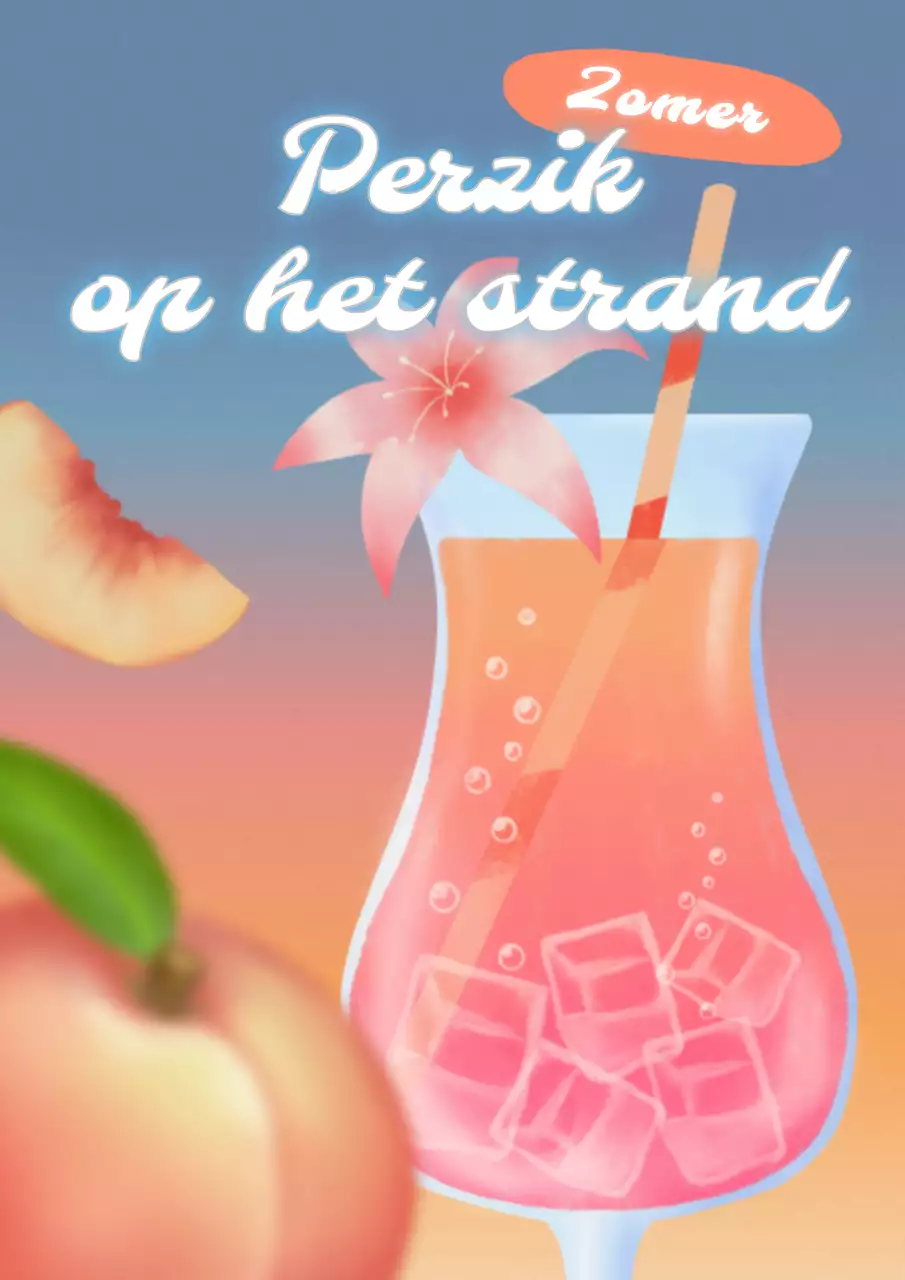 Drankpromotie met een kleurrijke perzikcocktail op een achtergrond met kleurverloop