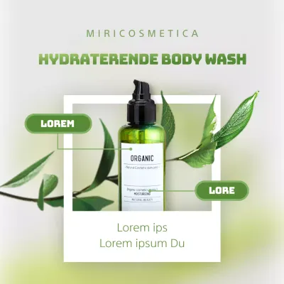 Cosmeticareclame voor een groene, natuurlijke body wash voor de zomer