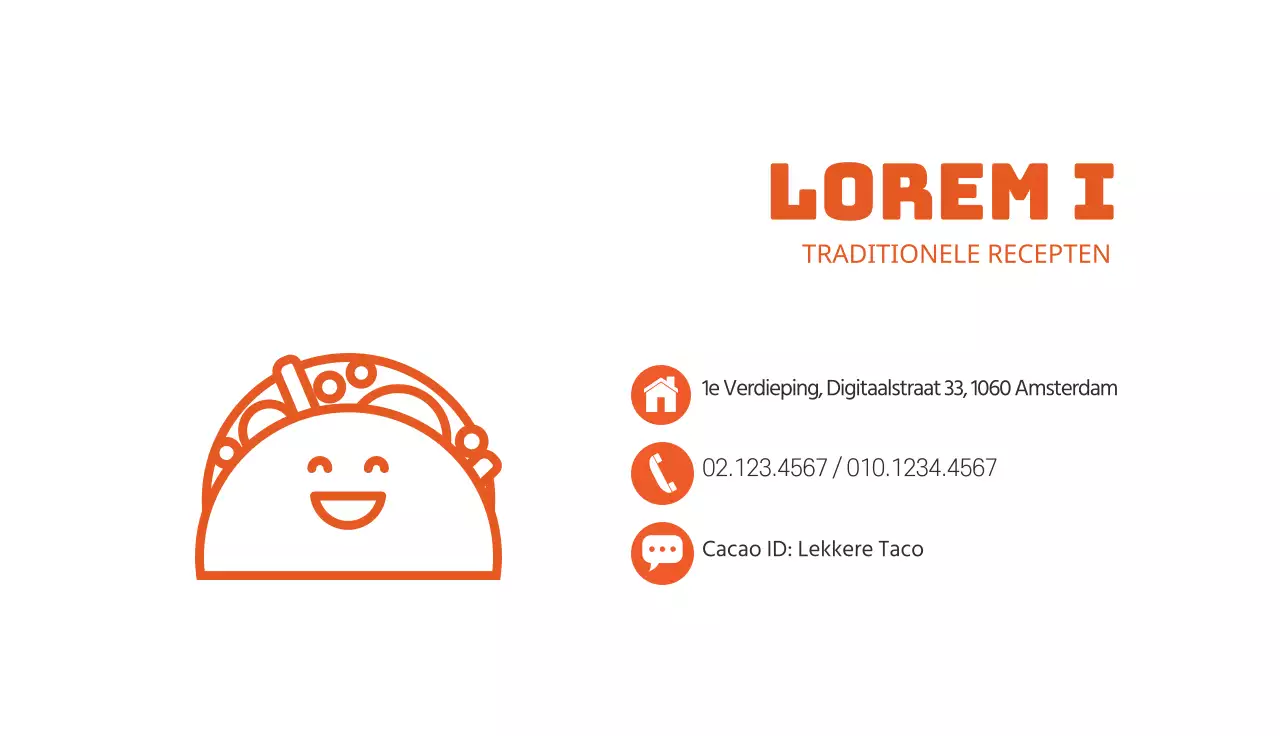 Schattige eenvoudige restaurant taco met oranje illustratie