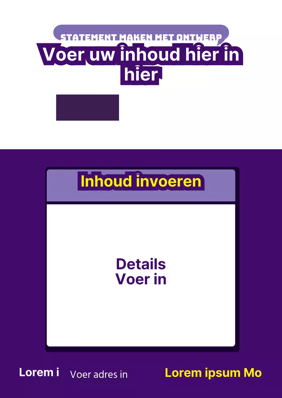 Winkel flyer met paarse en gele verdelers