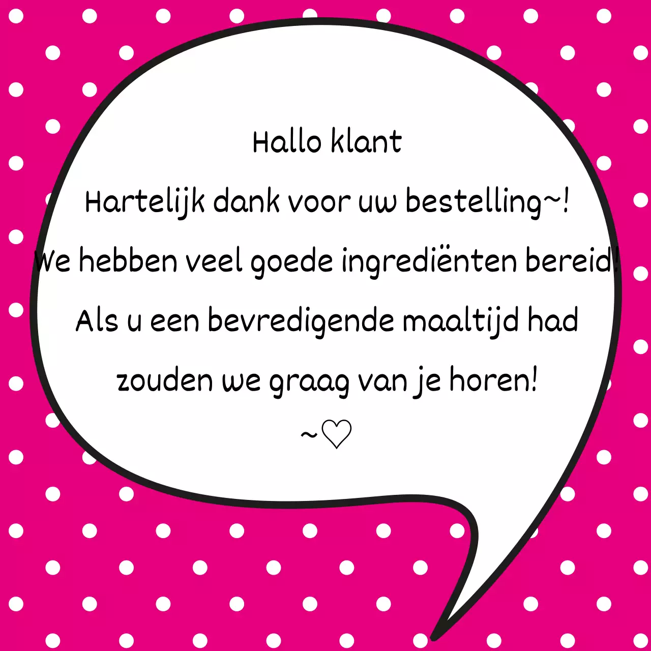 Bedankbericht voor levering