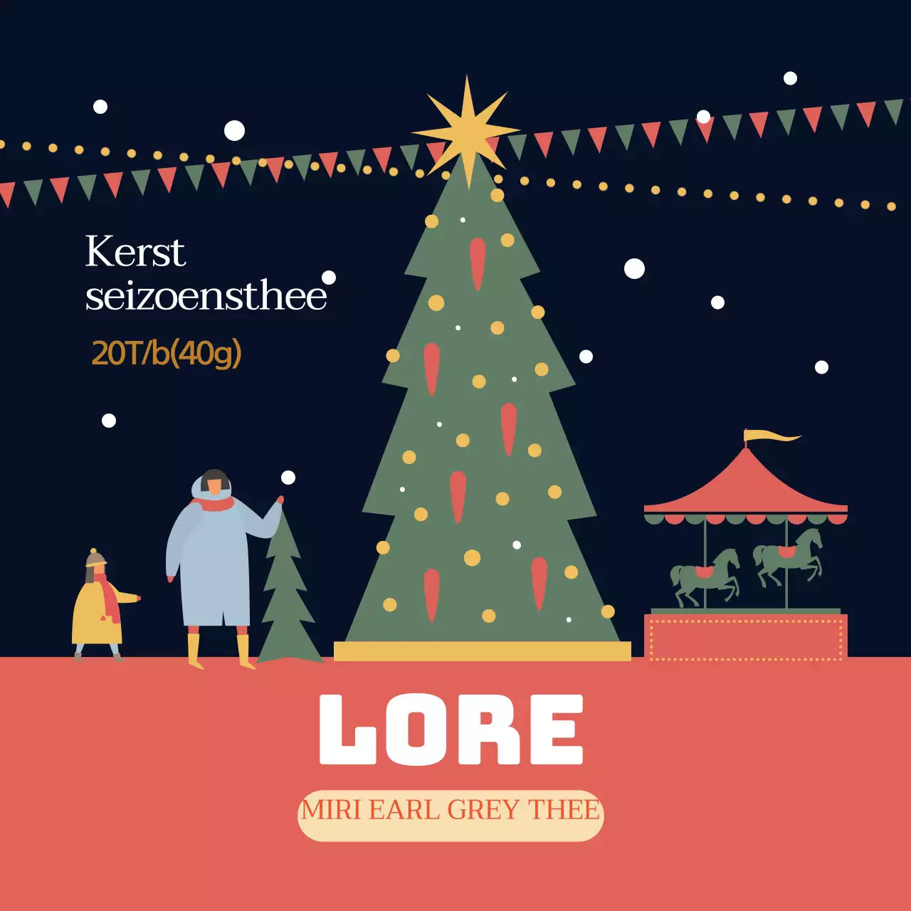 Groen Rood Illustratie Kerstmis Seizoen Earl Grey Thee Etiket