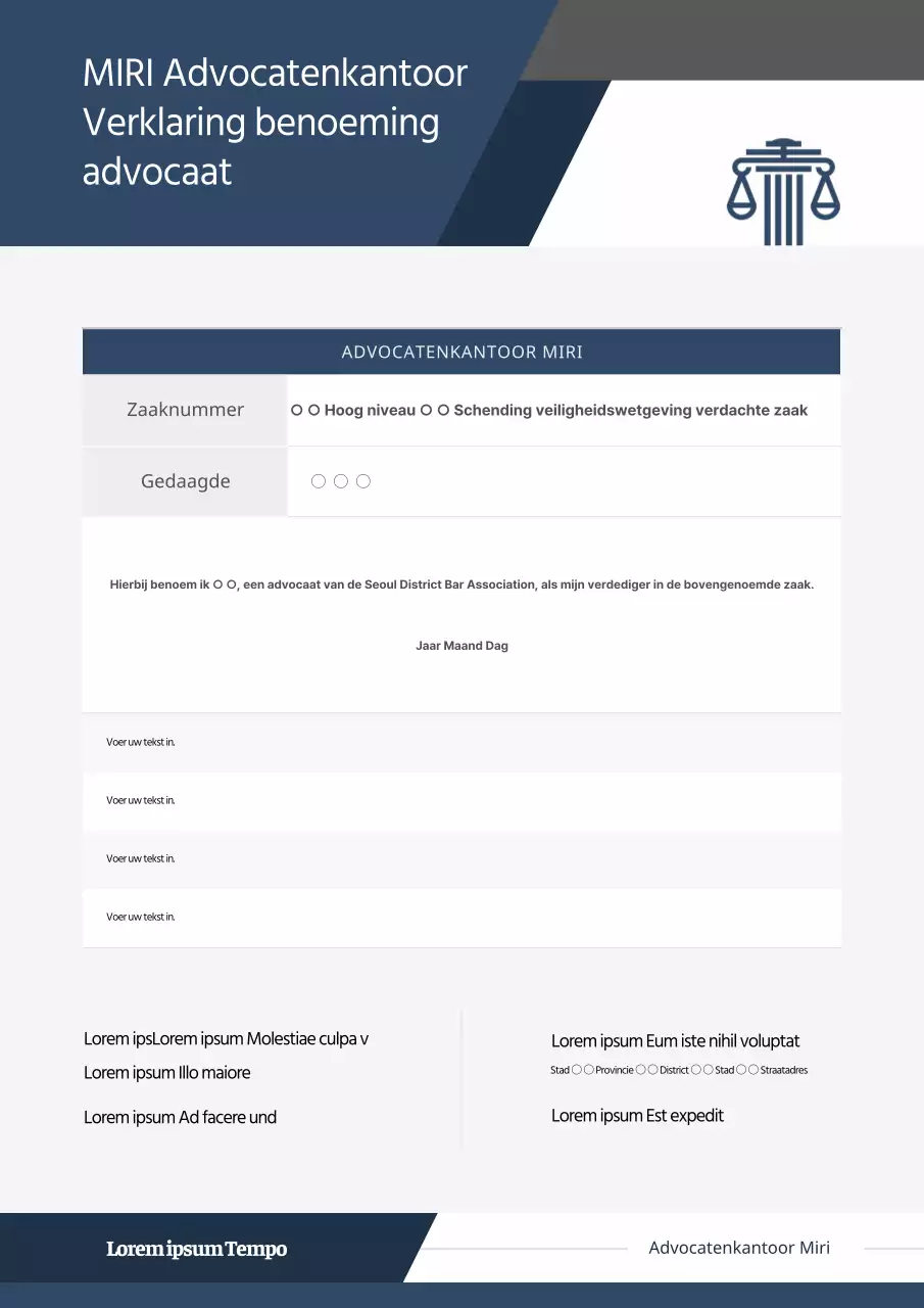 Eenvoudige verklaring van volmacht in marine en grijs (documentsjabloon)