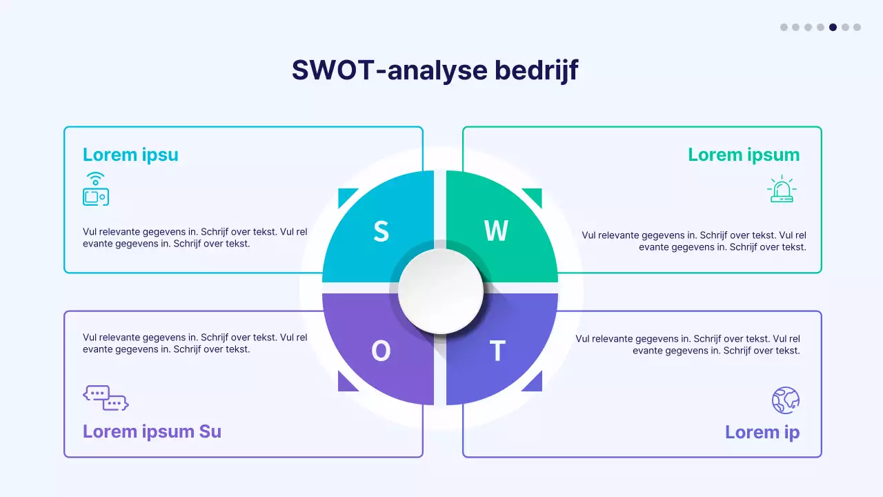 Blauw en paars gradiënt SWOT-pictogram