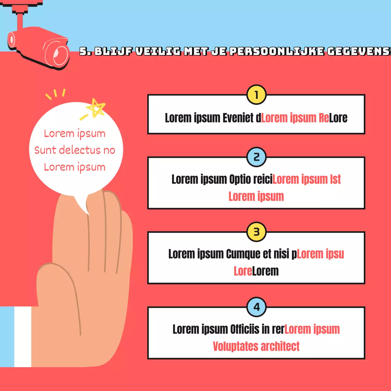 Beveilig de veiligheidscampagne van de wachtwoordinformatie met rode en lichtblauwe illustratie