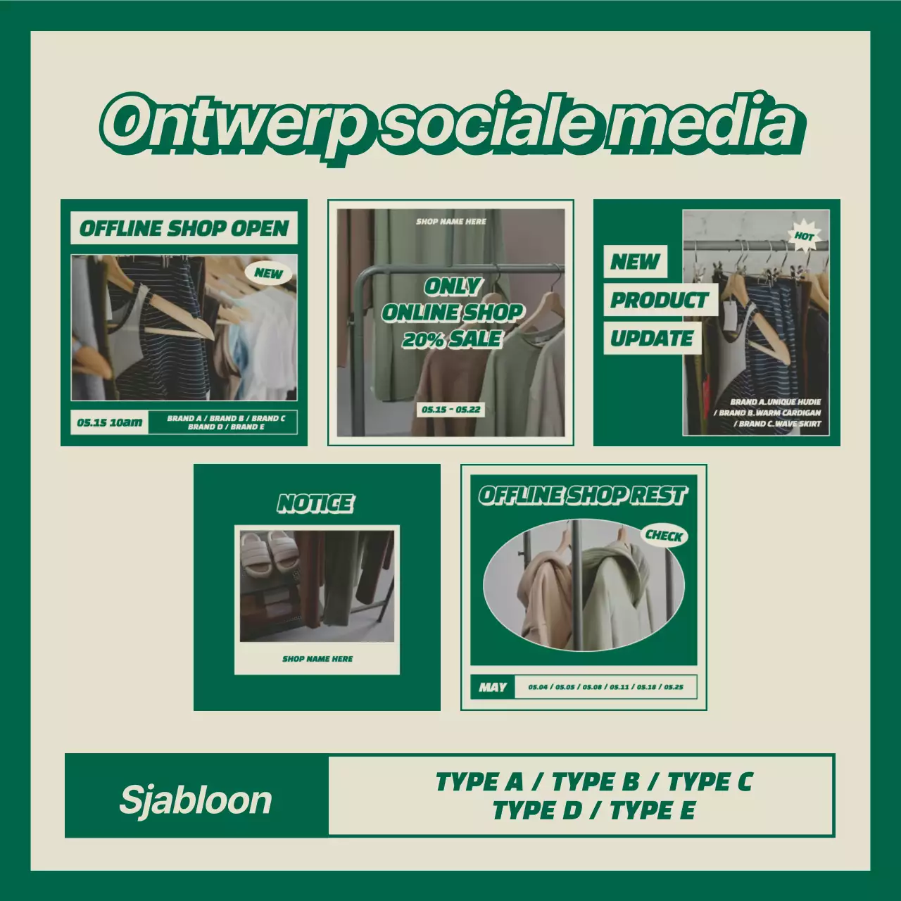 Een bundel met gedurfde groene en ivoorkleurige lay-outs