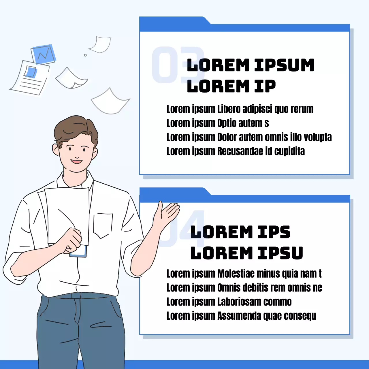 Blauw en geel illustratieconcept Hoe goed te rapporteren op het werk CardNews