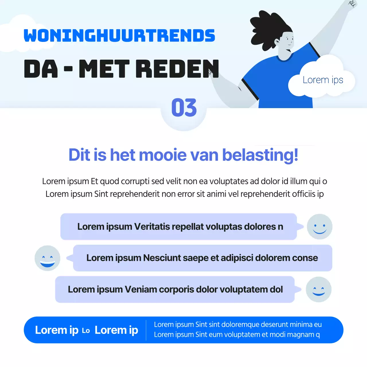 Informatie delen over blauw gekleurde jonge en energieke staatsbelastingverhuur