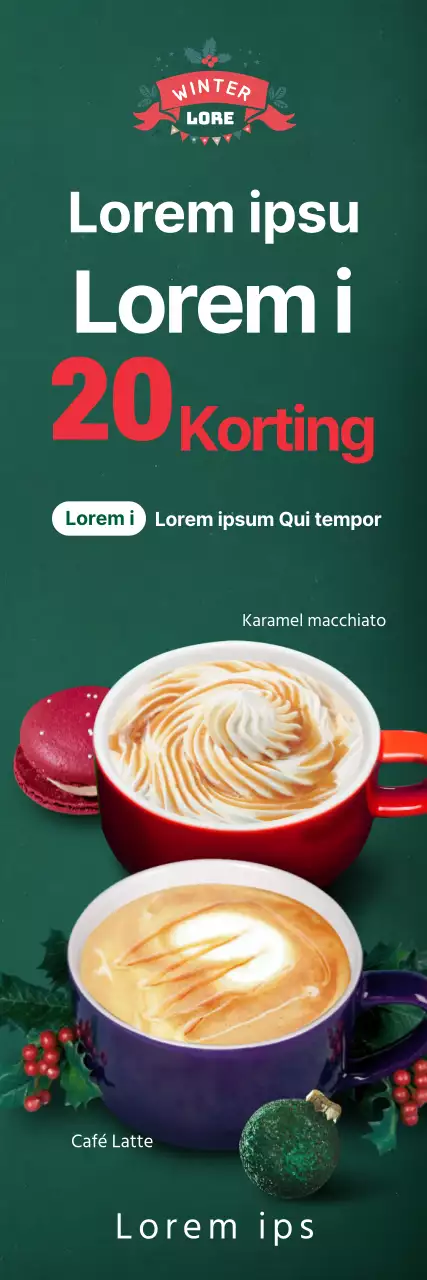 Promoot het menu van je kerstkoffiecafé met een groene foto highlight