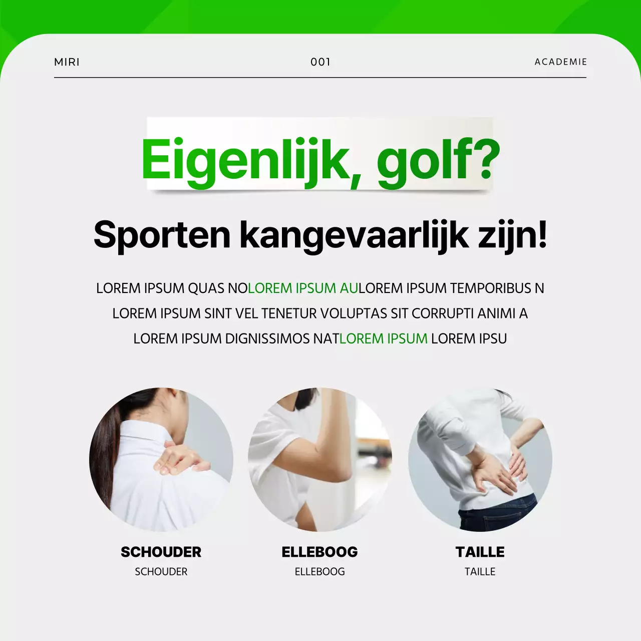 Golfblessures bij Green en Grey CardNews