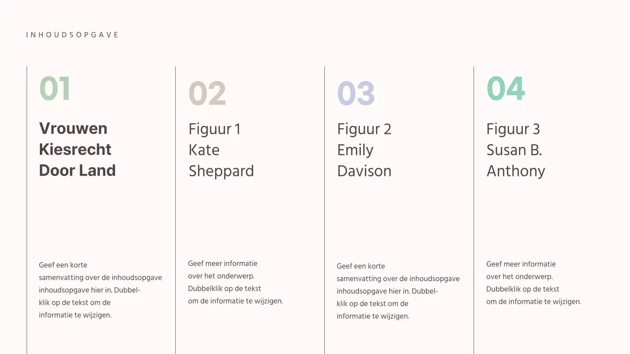  Een ingetogen concept presenteren voor een wereldwijde opdracht voor vrouwenkiesrecht