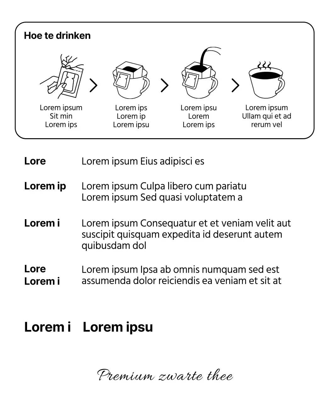 Lijnillustratie Zwarte Thee Pakket