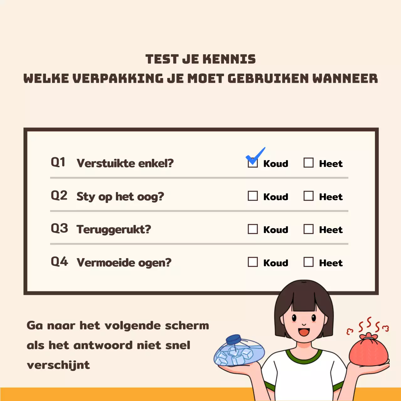 Gecontextualiseerde kompressen met een geel en bruin cartoonconcept