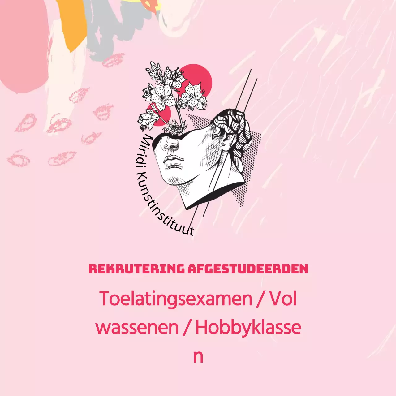 Roze illustratie logo kunst school promotie