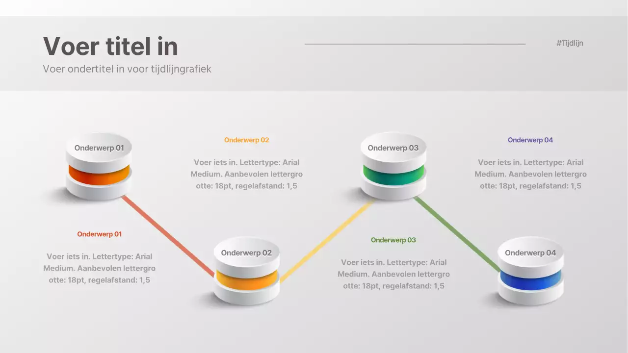 Tijdlijngrafiek met een eenvoudig driedimensionaal concept