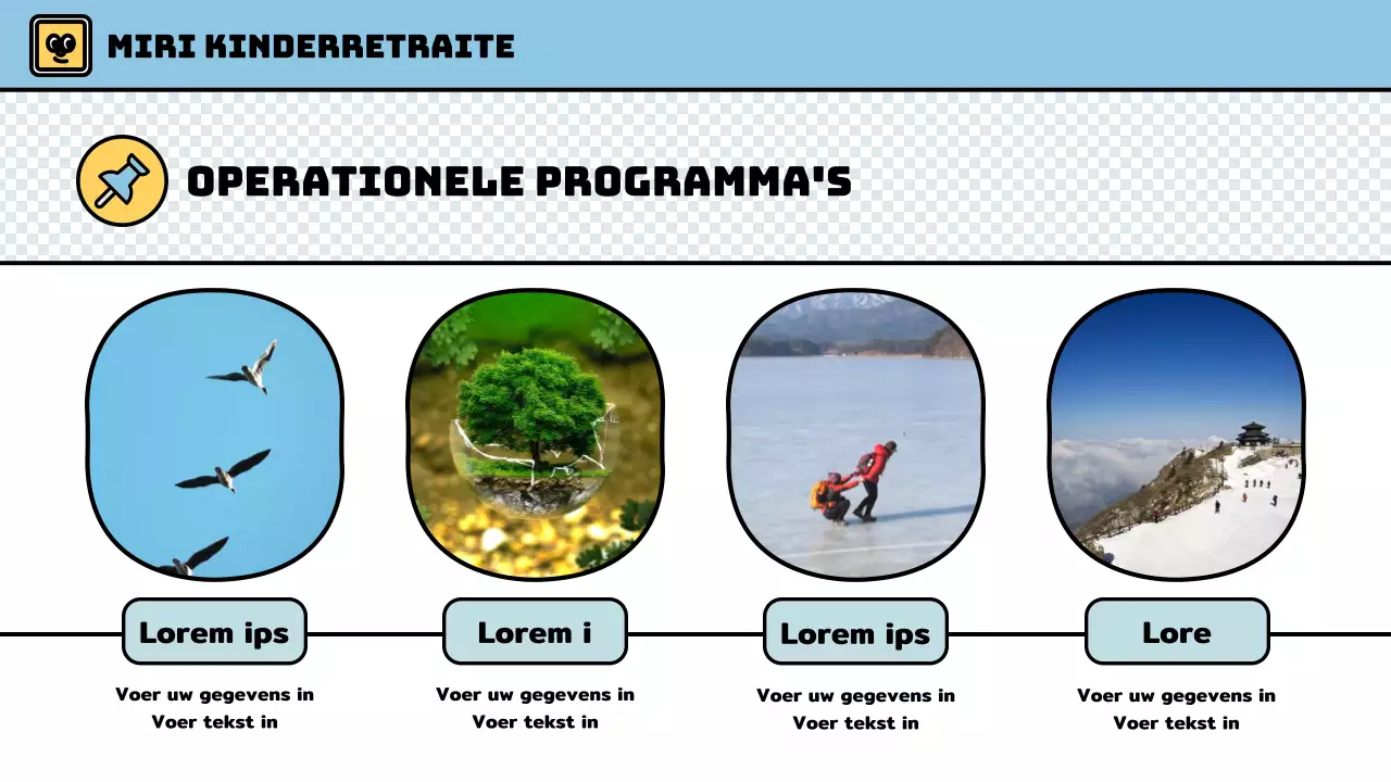 Winterkamp voor kinderen met een schattige stijl in lichtblauw en groen