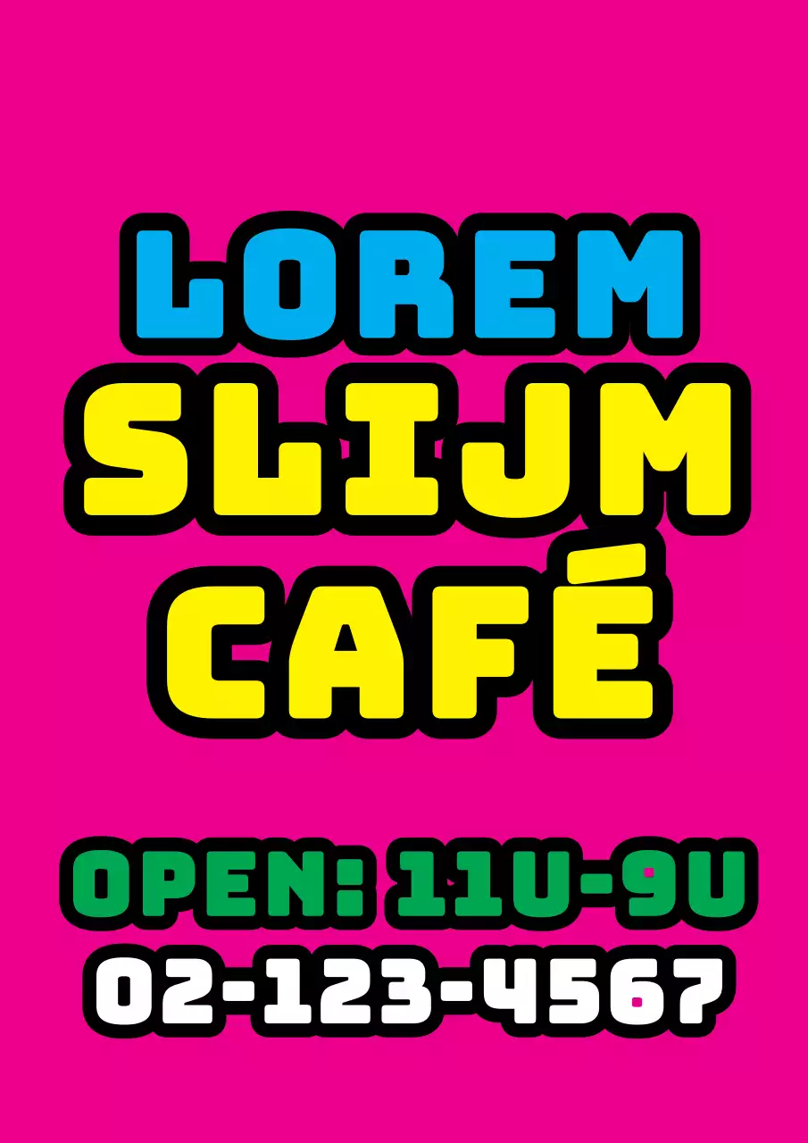 Eenvoudig promotiemateriaal met tekst in opvallende kleuren