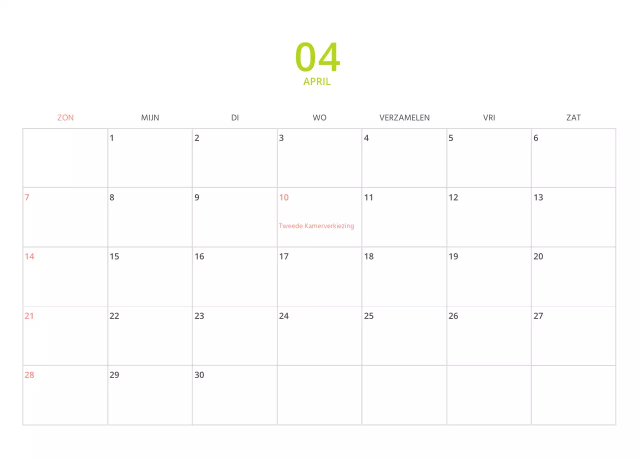 Veelkleurige geïllustreerde kalender