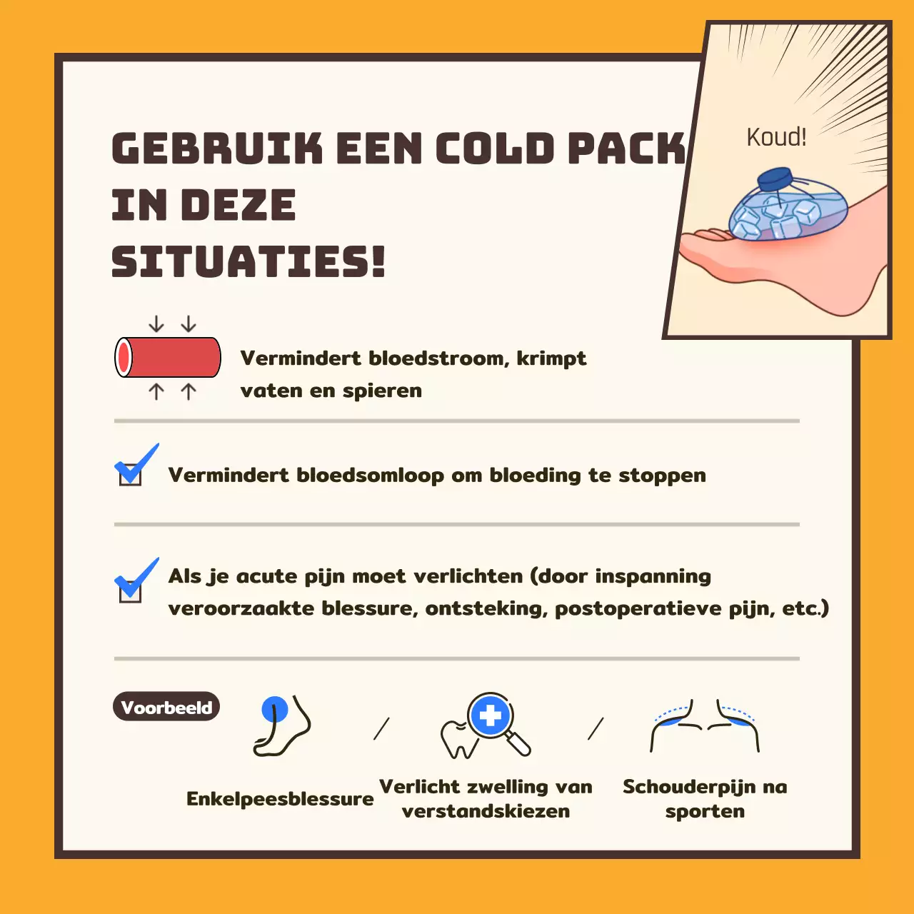 Gecontextualiseerde kompressen met een geel en bruin cartoonconcept