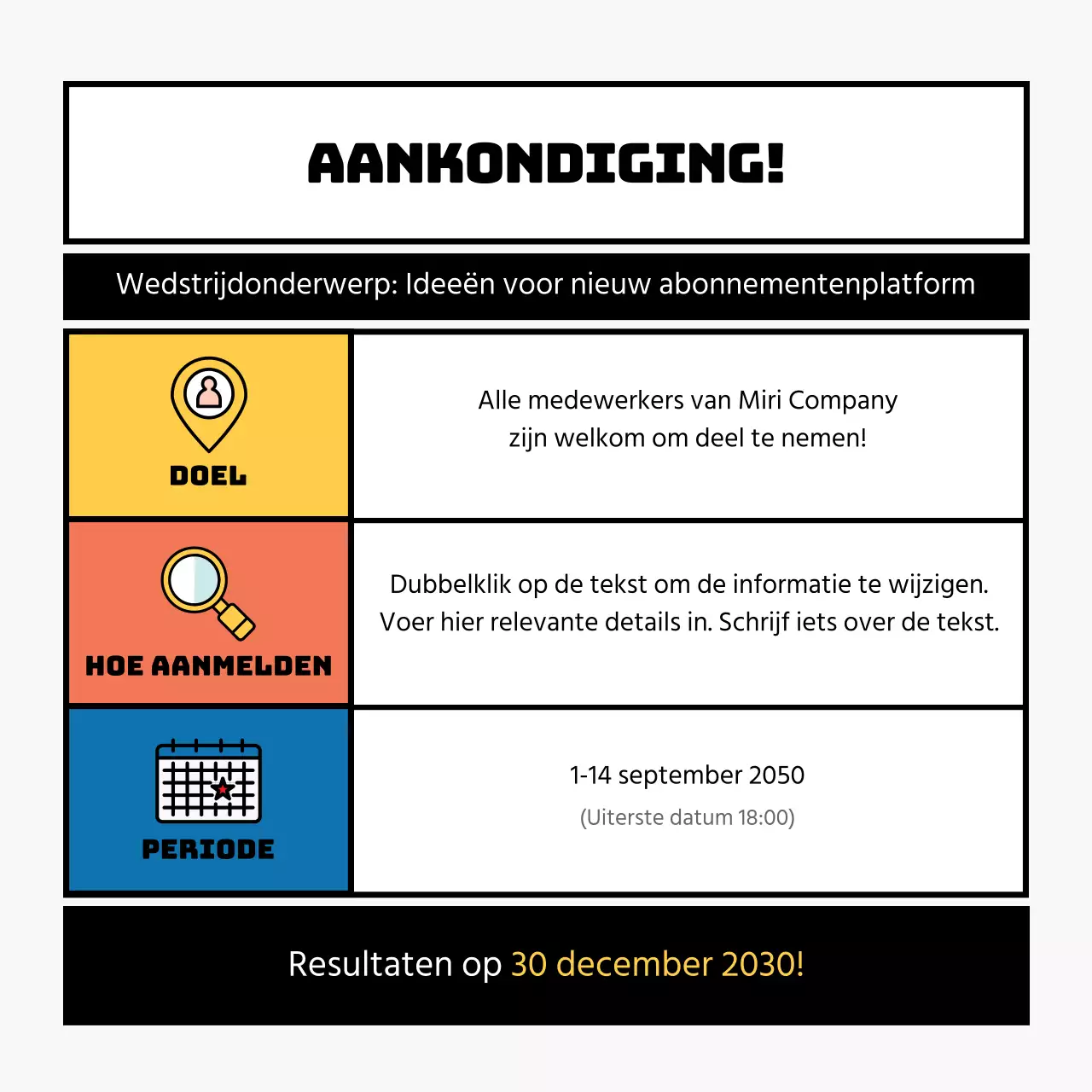 Interne competitie voor het Black Point frame concept