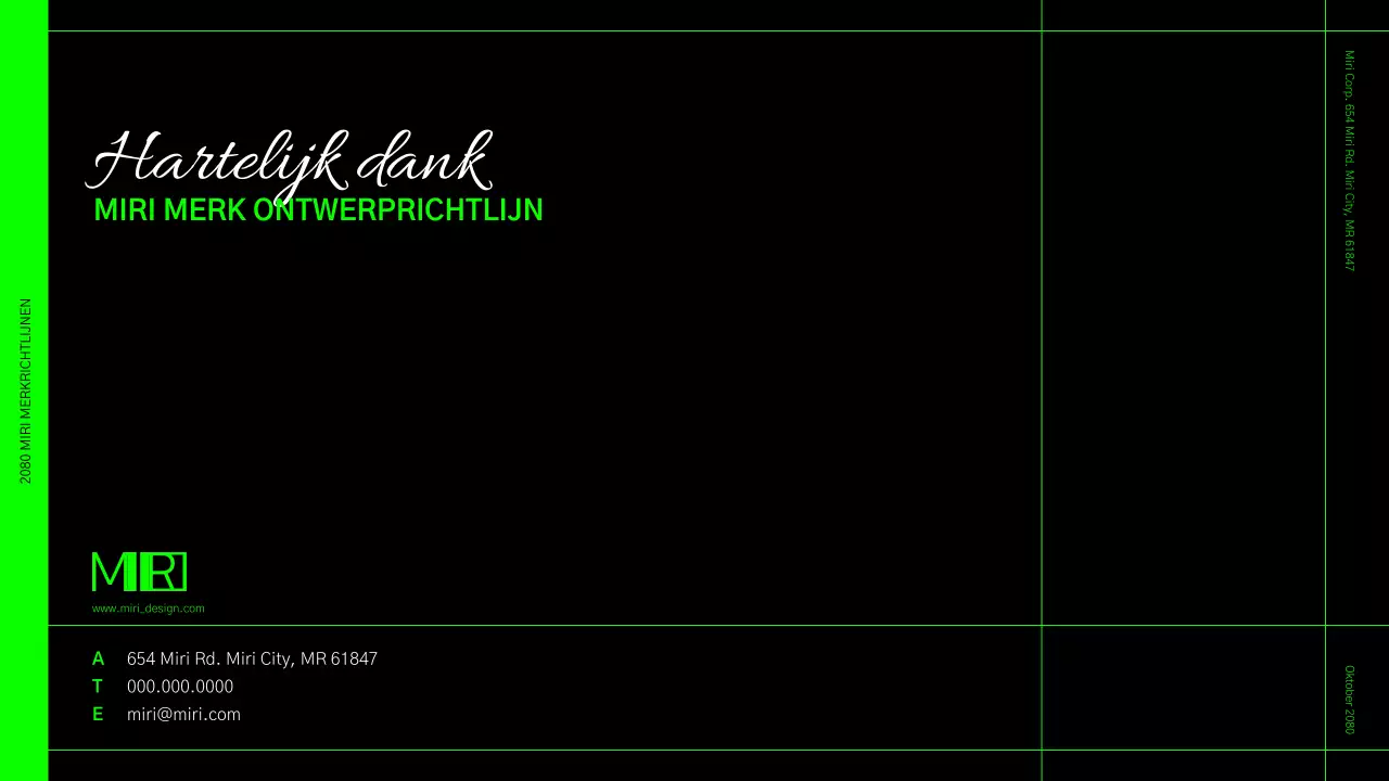 Huisstijlrichtlijnen in een limegroen en zwart rasterformaat