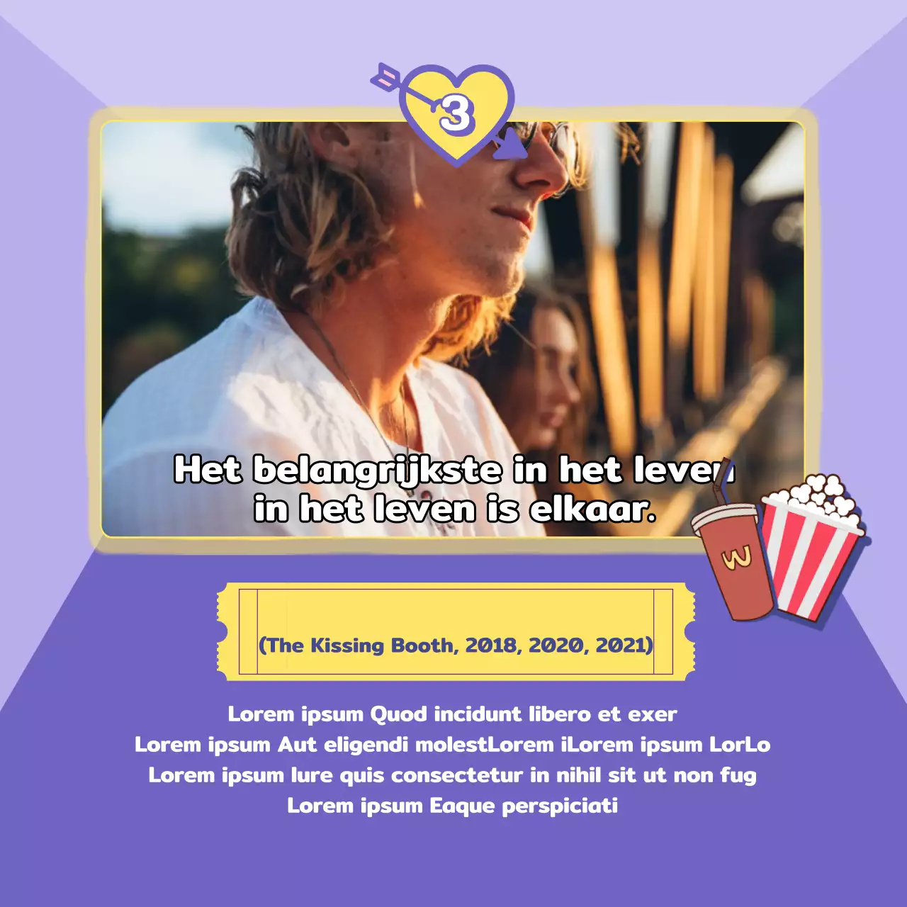 Geïnformeerd door een paars romantisch filmconcept