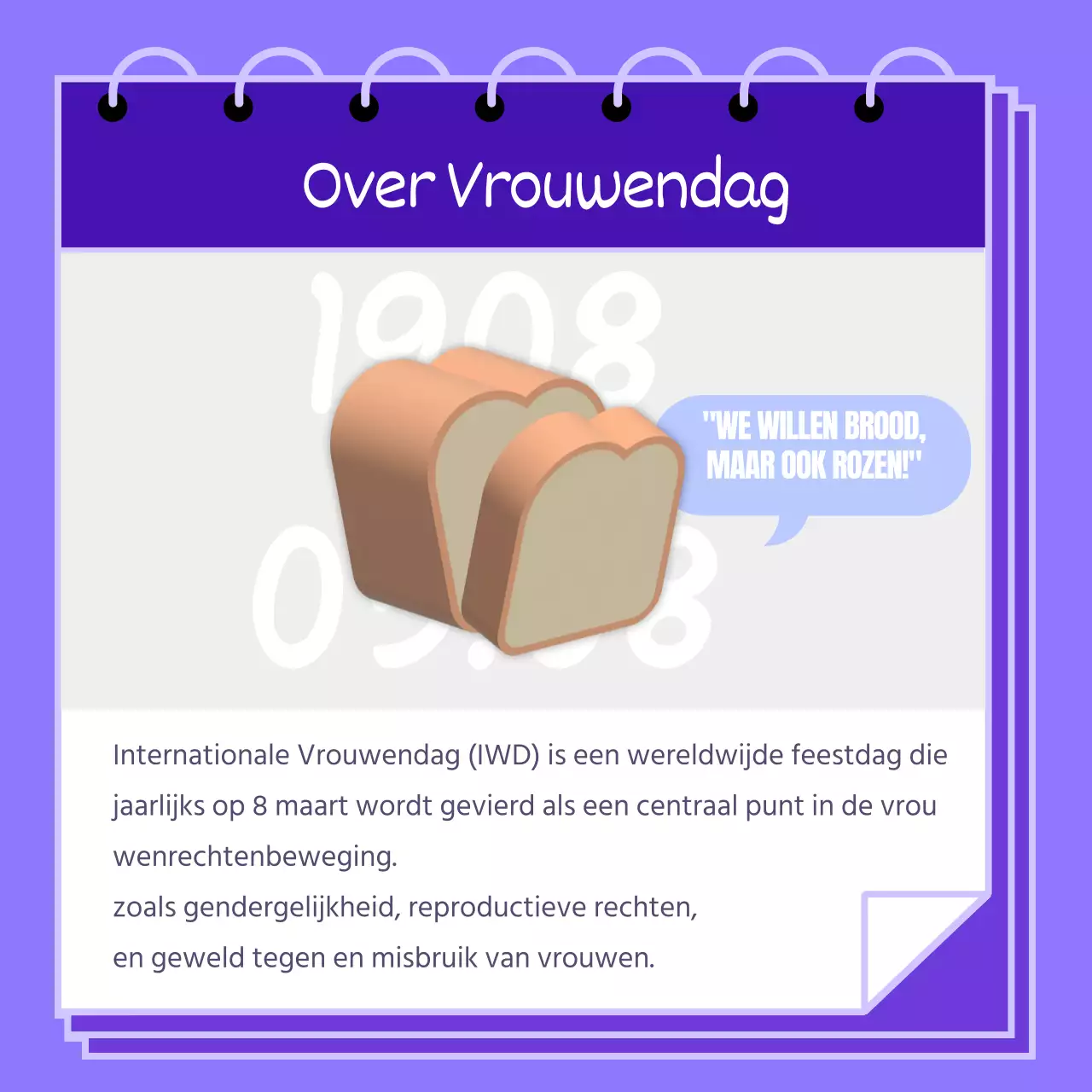 Paarse illustratie van vrouwen van verschillende rassen ter promotie van Internationale Vrouwendag