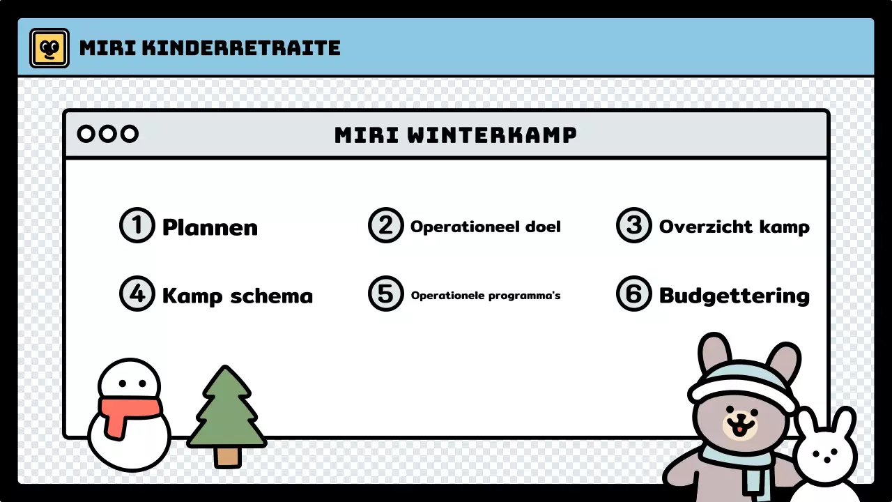 Winterkamp voor kinderen met een schattige stijl in lichtblauw en groen