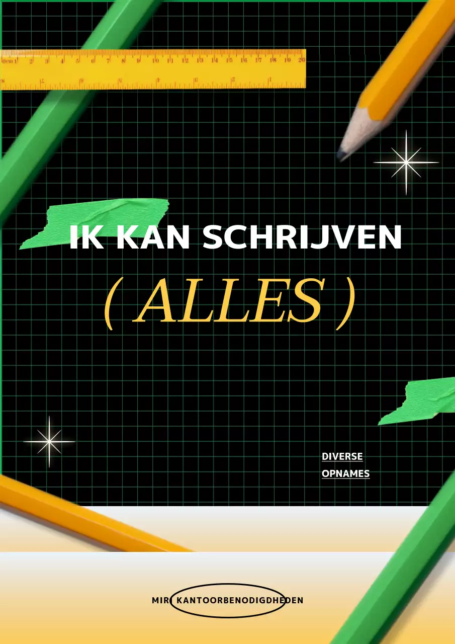 Artwork briefpapier merk met groen gele punten op een zwarte achtergrond