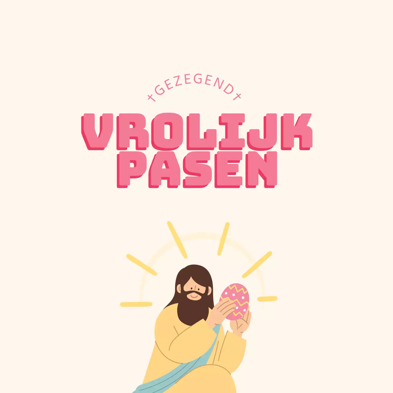 Roze gele illustratie schattige kerk Pasen labels