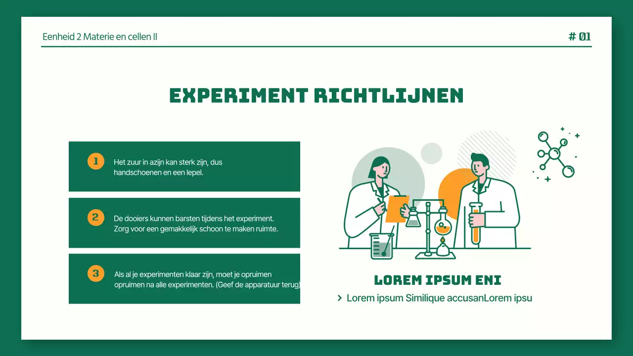 Nette wetenschappelijke labrapporten in groen en oranje