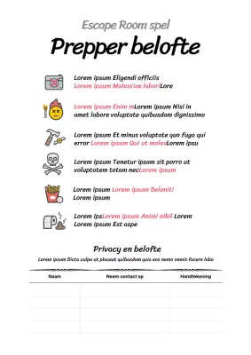 Eenvoudige witte escape room waarschuwingsposter