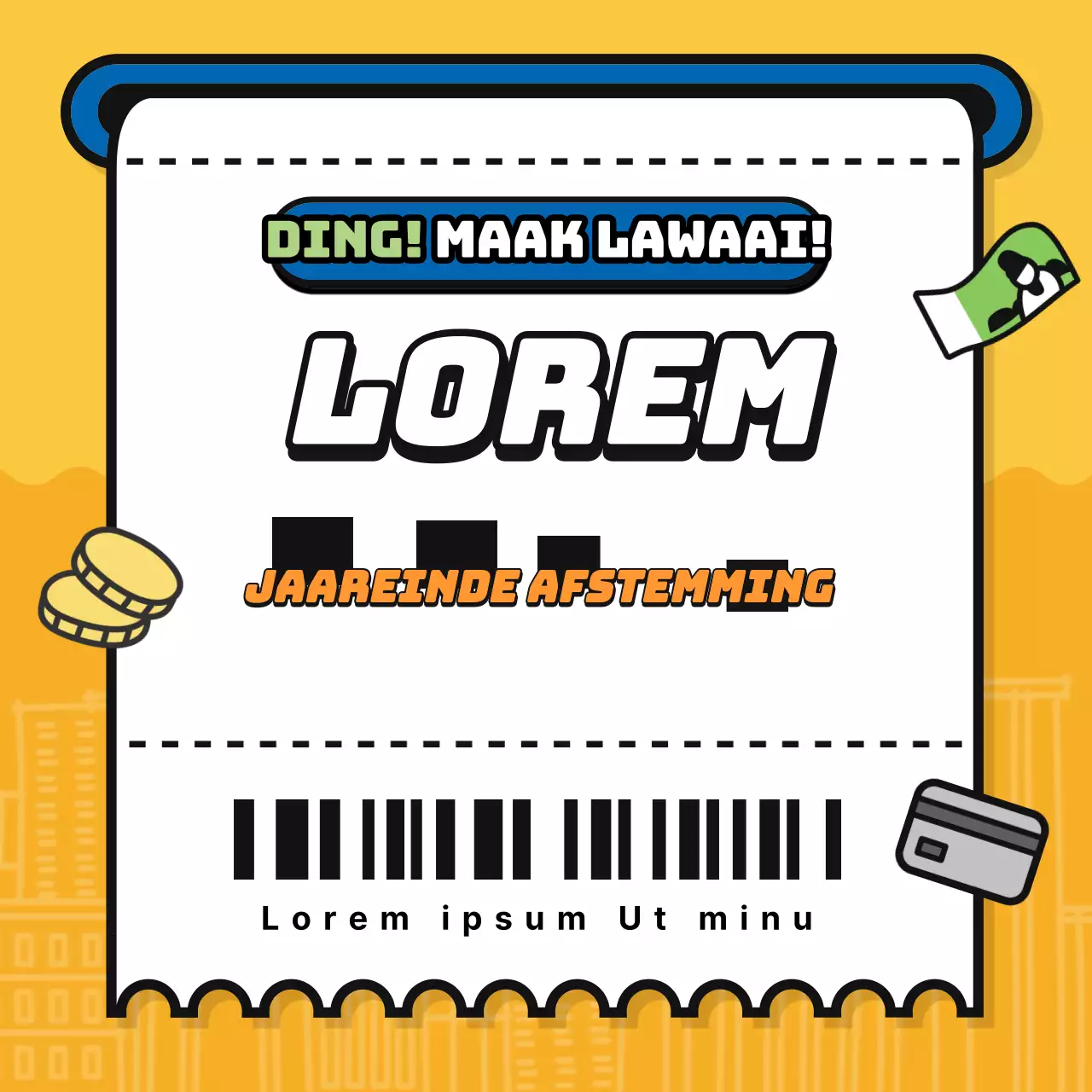 Ontvangstbewijs met gele achtergrond eindejaarsafrekening cardnews