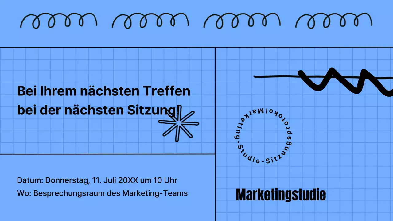 Marketing-Studienpräsentation mit blauem Notizbuchkonzept