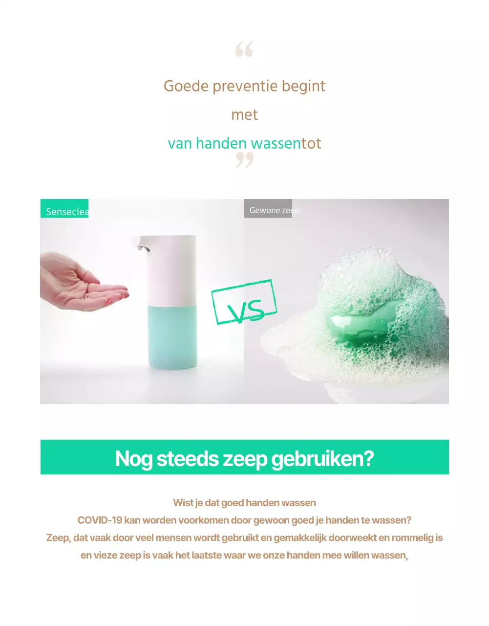 Eenvoudige mintkleurige sensor handontsmettingsmiddel elektronica verkooppagina