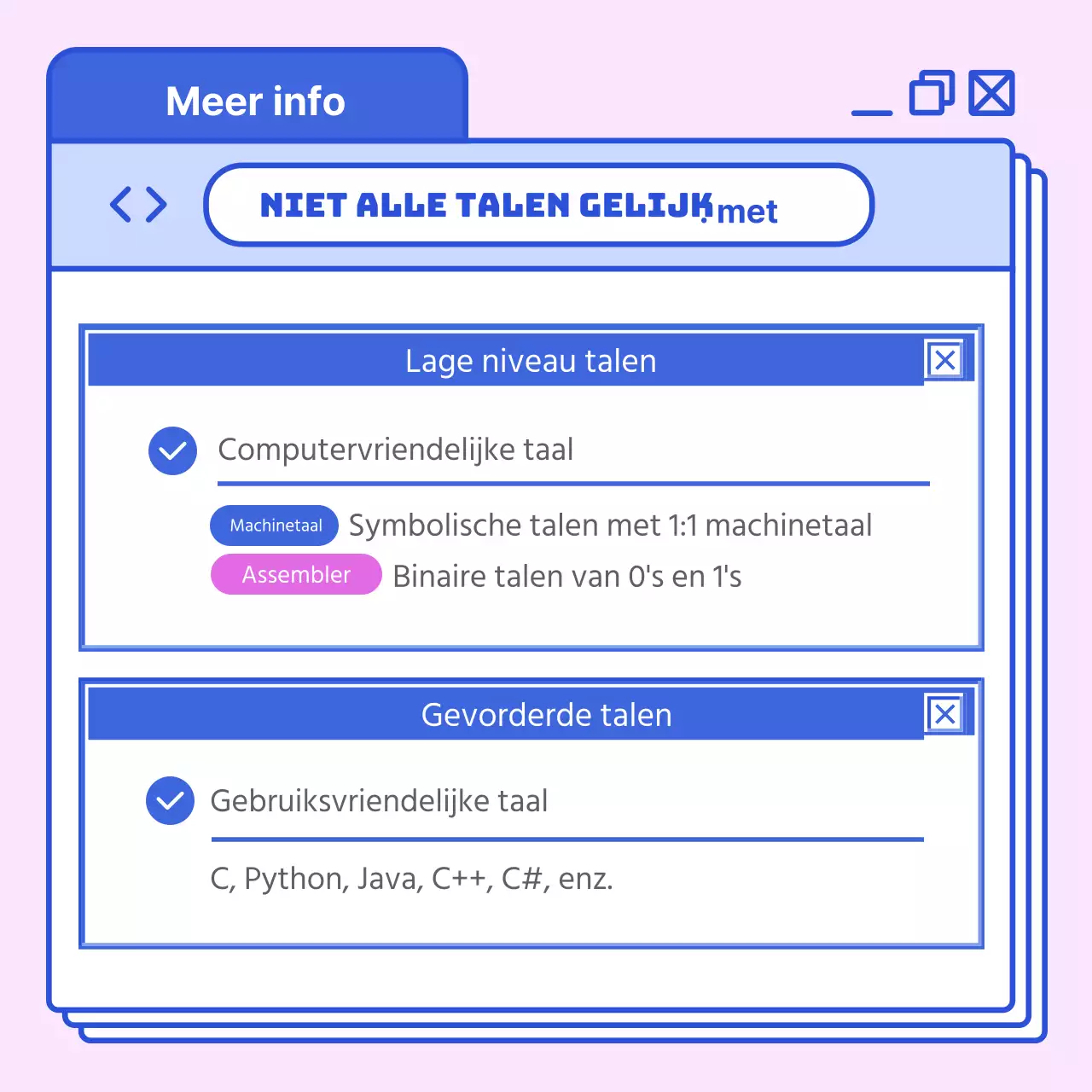 Verken programmeertalen met hoge verzadiging in blauw en roze