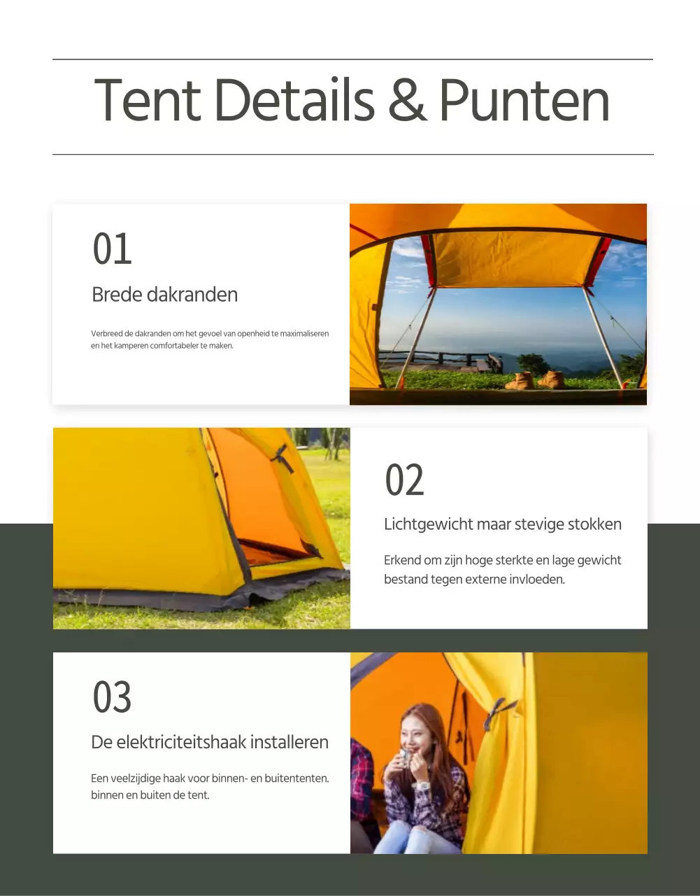 Wadiz koepeltent met een strakke lay-out in fluorescerend groen