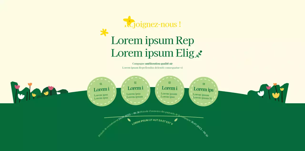 A propos de la campagne verte et jaune pour un style propre de marche au travail